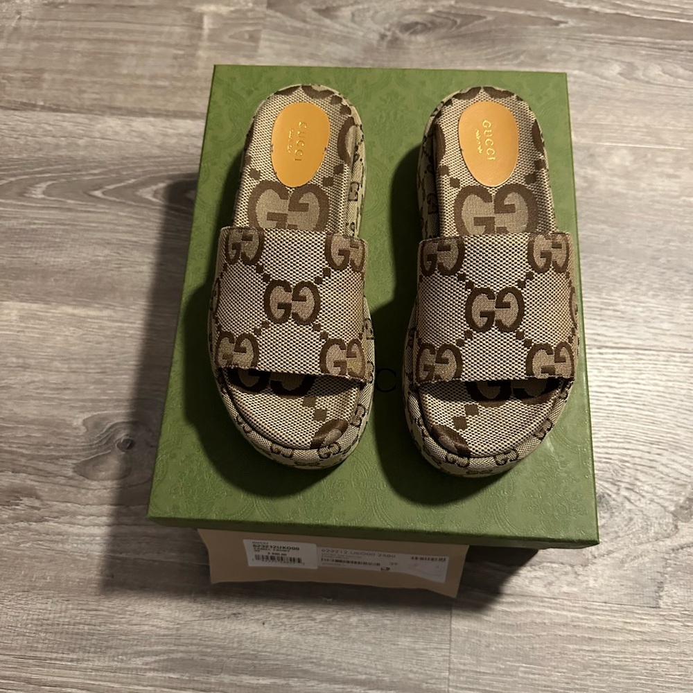 Gucci Macro GG Canvas Sandals